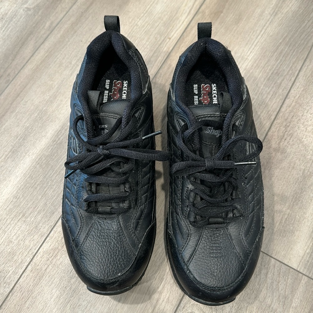 Skechers work shape-ups slip resistant black sneakers